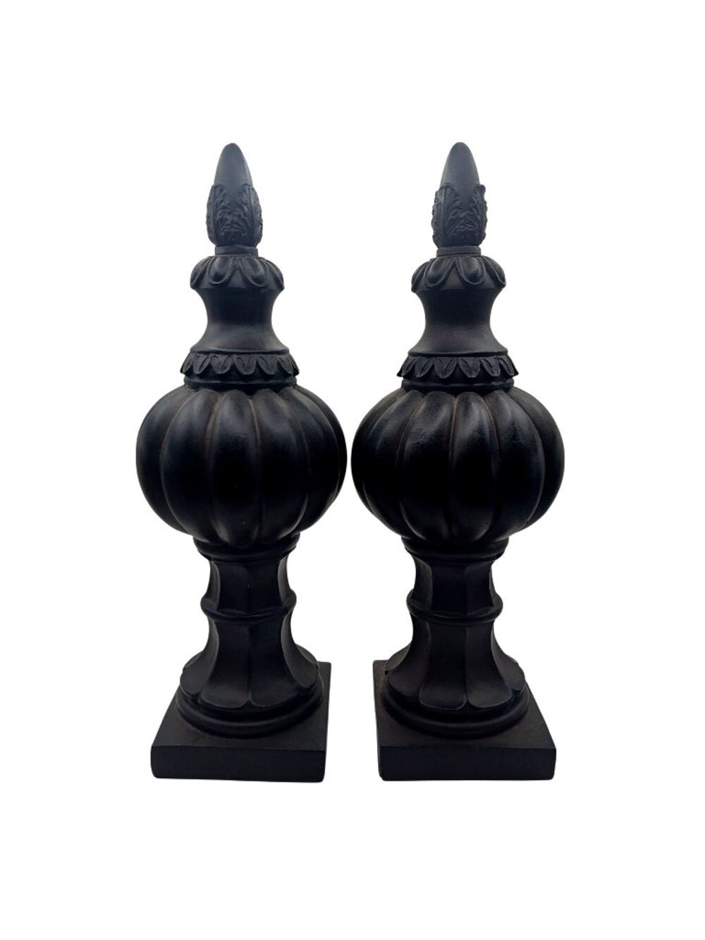 Architectural Finials Set of 2 Lightweight Modern Matte Black Shelf Table Decor